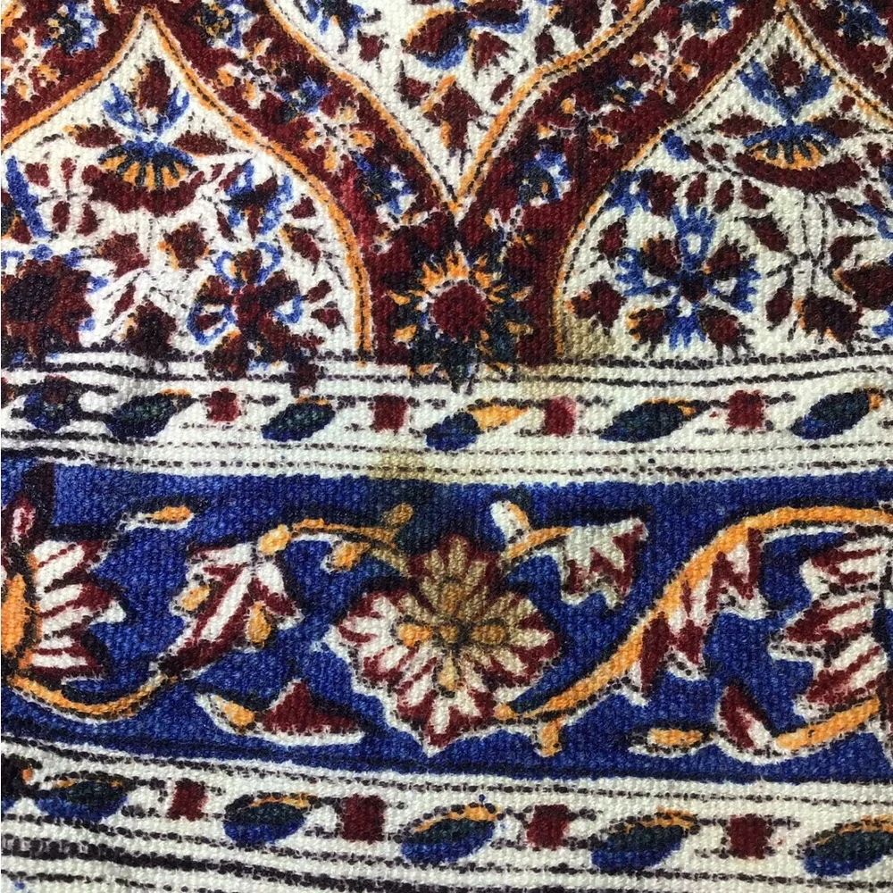 Vintage Aziz Atrian Esfahan Iran Iranian Block Printed Cotton Tapestry 31”x32”